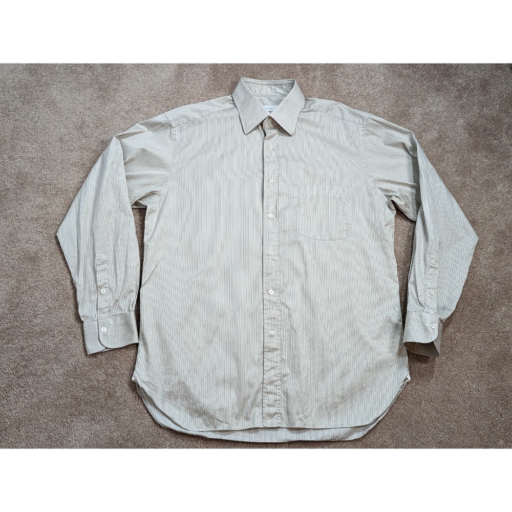 Ermenegildo Zegna Shirt Men's Large LG Tan Cotton Long Sleeve Textured